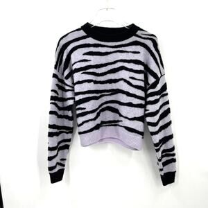 naadam cashmere sweater zebra print pink black small